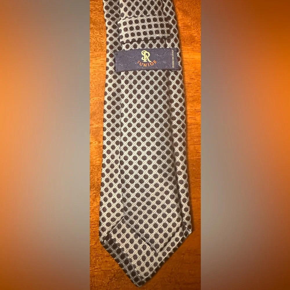 NWT KIDS STEFANO RICCI JUNIOR LUXURY SILK GEOMETRIC BLUE TIE